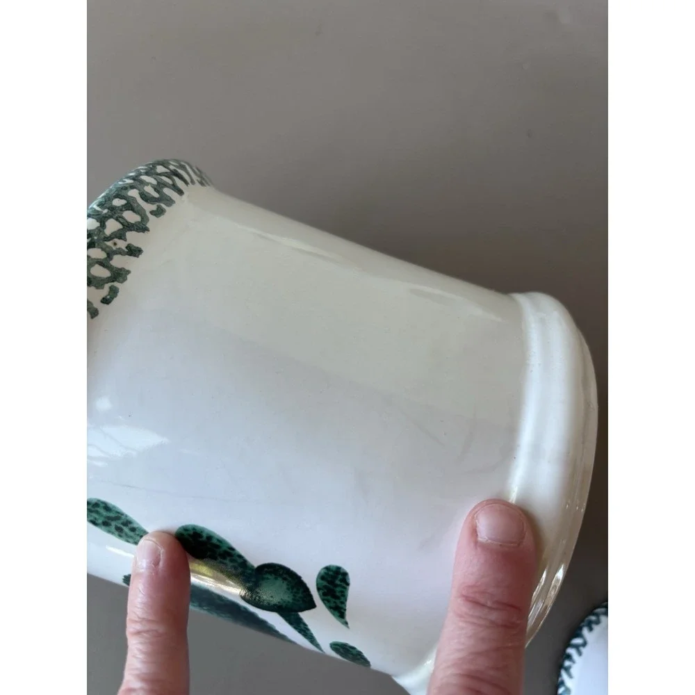 Corelle Canister Set 3pc Green Hearts Sponge Ceramic Farmhouse Cottagecore
